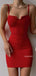 Red Mermaid Spaghetti Straps Affordable Homecoming Dress, HC008