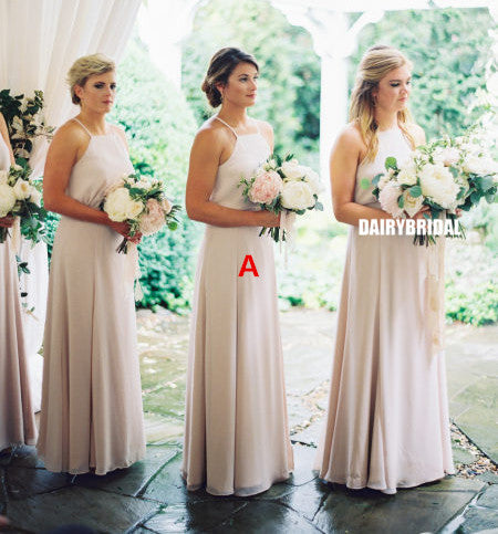 Charming A-line Chiffon Sleeveless Simple Backless Bridesmaid Dress, FC2254