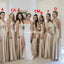 Mismatched Elastic Satin Sexy Slit Long Different Styles Bridesmaid Dress, FC3748