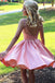 Simple A-line Sleeveless V-back Satin Homecoming Dress, FC828