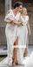 Chiffon V-neck Simple Pleated Long Slit Bridesmaid Dress, FC2389