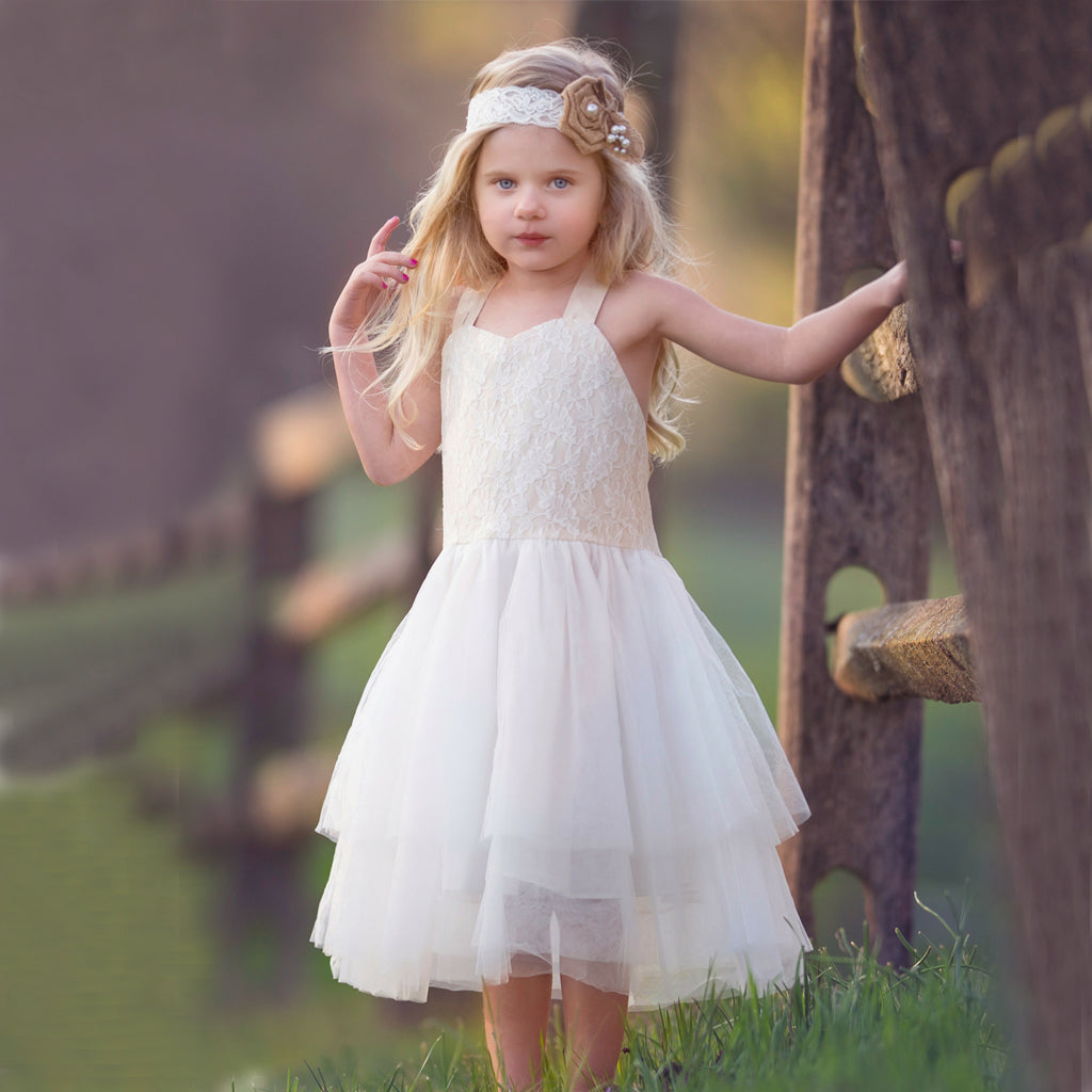 Simple Lace Top Flower Girl Dresses, A-Line Tulle Popular Little Girl Dresses, D1168