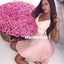 Newest V-Neck Pink Homecoming Dress, Applique Cheap A-Line Homecoming Dress, D1245