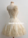 Elegant Lace Cheap Homecoming Dress, Cap Sleeve Tulle A-Line Homecoming Dress, D1322