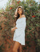 White Off Shoulder A-Line Homecoming Dress, Backless Long Sleeve Homecoming Dress, D1528