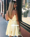 Yellow Two Pieces A-line Spaghetti Straps Backless Homecoming Dress, FC4012