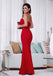 Halter Red Mermaid Backless Sexy Slit Prom Dresses, FC1568