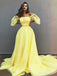 Charming Yellow Off Shoulder Chiffon A-Line Applique Prom Dresses, FC1847