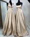 Different Styles A-Line Satin Backless Cheap Long Prom Dresses, FC2024