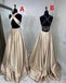 Different Styles A-Line Satin Backless Cheap Long Prom Dresses, FC2024