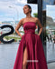 Elegant A-line Satin Backless Sexy Slit Long Prom Dresses, FC2126