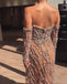 Sweetheart Tulle Backless Long Sleeve Rhinestones Sparkly Sequin Prom Dresses, FC3836