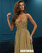 Sparkly A-line Spaghetti Straps V-neck Backless Prom Dresses, FC2310