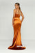Spaghetti Straps Silk Elastic Satin Mermaid Charming Backless Prom Dresses, FC2385