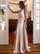 Simple A-line Sleeveless V-neck Slit Backless Prom Dresses, FC2406