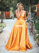 Spaghetti Straps A-line Satin Backless Simple Designed Prom Dress, FC2408
