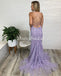 Sexy Mermaid Lace Cross Back Sleeveless Long Prom Dresses, FC4368
