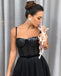 Sparkle Black Sequin Spaghetti Straps Gorgeous A-Line Prom Dresses, FC4297