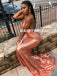 Sparkle Orange Sequin Mermaid Sexy Backless V-Neck Prom Dress, D1064