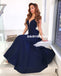 Navy Mermaid Sexy Prom Dresses, Jersey Backless Prom Dresses, D1348