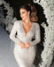 Honest Long Sleeves Sequin Deep V-neck Prom Dresses, FC4768