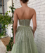 Gorgeous A-line Sweetheart Slit Tulle Sparkle Prom Dresses, FC6518