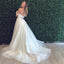 Off Shoulder Simple A-Line Slit Backless Lace Cheap Wedding Dresses, FC1538