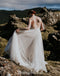 Halter Lace Top A-Line Backless Tulle Cheap Beach Wedding Dress, FC1647