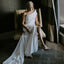 Charming One Shoulder Mermaid Backless Slit Chiffon Wedding Dresses, FC1670