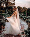 Honest A-line Tulle Backless V-neck Appliques Wedding Dress, FC3846