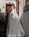 Sparkly A-line V-neck Backless Tulle Sleeveless Wedding Dresses, FC3916