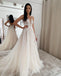 Honest Spaghetti Straps A-line Tulle V-back Wedding Dresses, FC5866